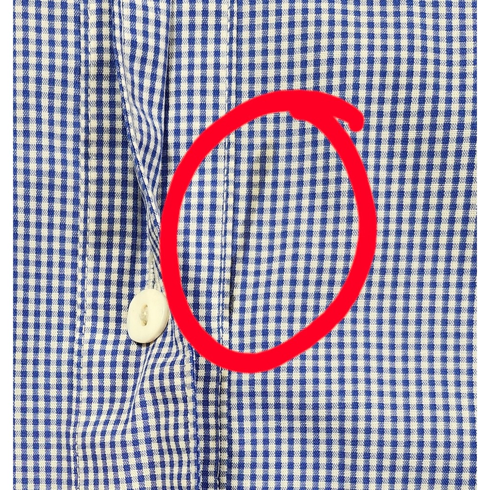 Foxcroft Blue Gingham Ruffle Front Wrinkle Free 3/4 Sleeve Button Shirt 18 0033 - Picture 9 of 10